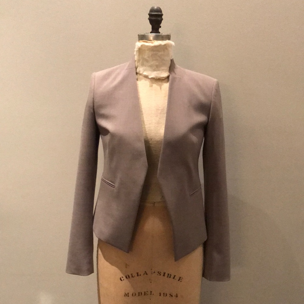 Theory Lilac-Gray Open Front Tailored Blazer